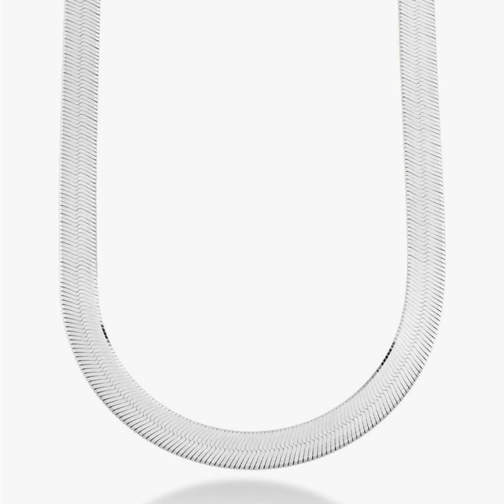 Italian Solid 925 Sterling Silver 10mm Herringbone Statement Necklace